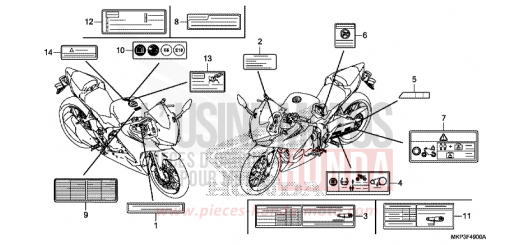 ETIQUETTE DE PRECAUTIONS CBR500RAK de 2019